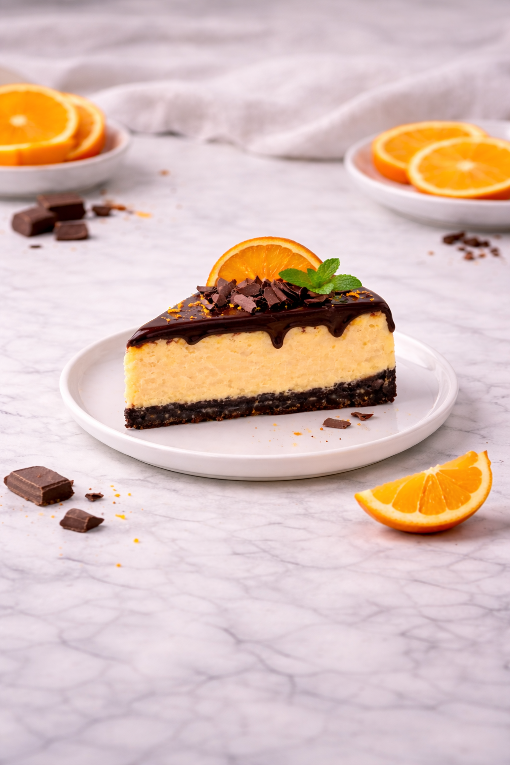 Cheesecake de naranja y chocolate